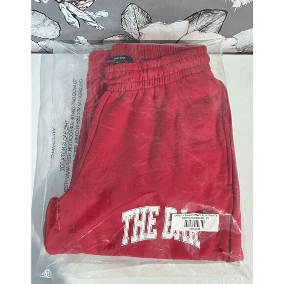 The Bar Varsity Ruby and White Sweatpants - Picture 9 of 10